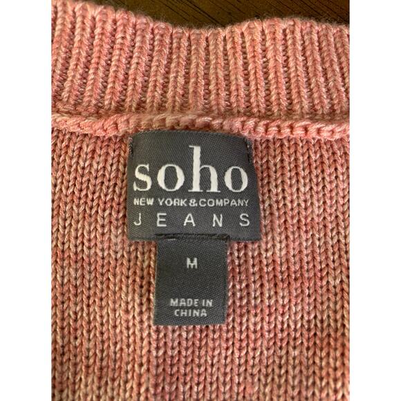 Soho New York&Co Jeans Women's Sweater Size M Tie Pink - Picture 2 of 10